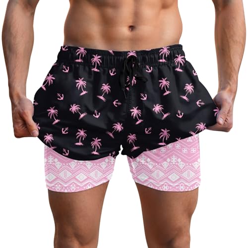 Westwolf Men's Comfortable 5.5 Inch Swim Trunks for Summer Beach and Pool
| Westwolf Men's 2 in 1 Board Shorts with Com